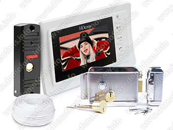 Комплект видеодомофона HDcom W-417NM с электромеханическим замком Anxing Lock - AX042